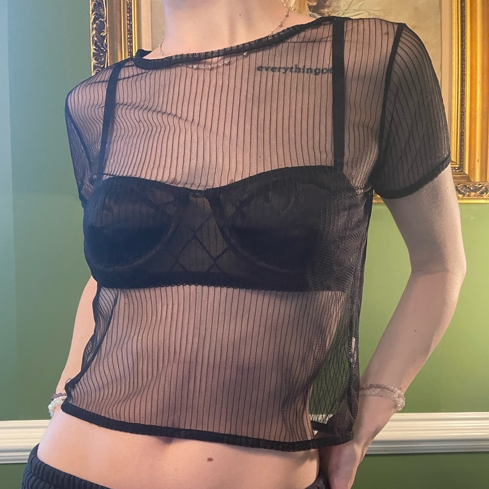 Kendall & Kylie Black Mesh Top